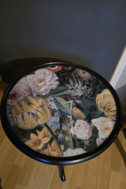 Oud houten bijzet tafeltje floraal decor