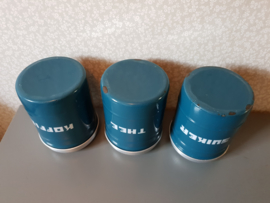 Petrol blauw emaille koffie thee suiker bussen nr2