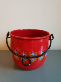 Vintage rood emaille grandmere pan pot