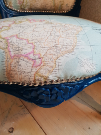 Barok blauw kinder stoeltje stoel wereldkaart