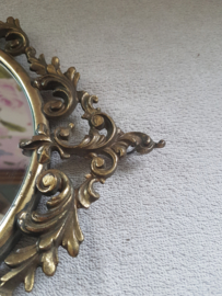 Antieke ovale koperen barok spiegel