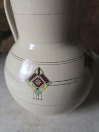 Creme emaille waterkan art deco