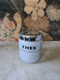 Lichtgrijs emaille theebus