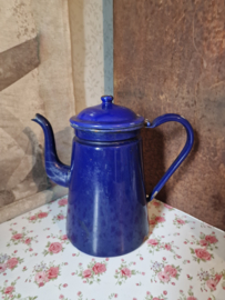 Donkerblauw emaille koffiepot
