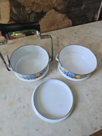 Emaille rantang etensdrager bloemen