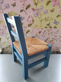 Blauw houten kinder stoel stoeltje