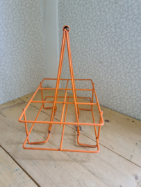 Vintage oranje flessenrek metaal