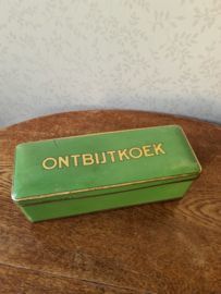 Groen blikken ontbijtkoek trommel