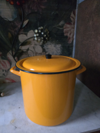 Vintage oranje emaille pan Japy