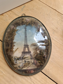 Antieke franse foto in bolglas lijstje eiffeltoren
