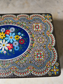 Antiek blikken kraaltjes koektrommel