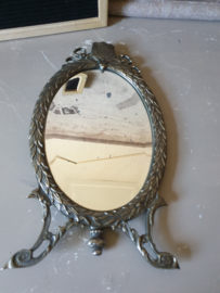 Antiek koperen art deco tafel spiegel