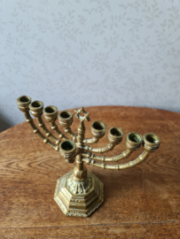 Antiek messing joodse kandelaar chanoeka