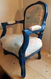 Barok blauw kinder stoeltje stoel wereldkaart