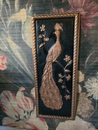 Vintage koperen pauw wanddecoratie