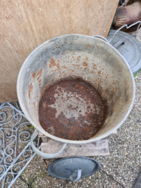 Oude zinken weck emmer met deksel