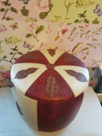 Retro vintage skai leren poef