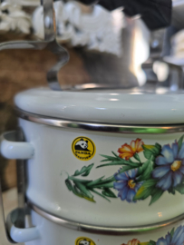 Emaille rantang etensdrager bloemen