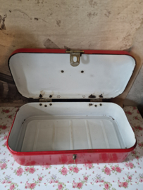 Rood emaille broodtrommel