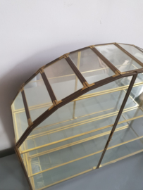 Prachtig uniek antiek halfrond vitrinekastje spiegelkastje pronkkastje