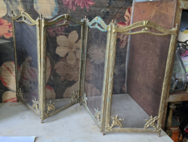 Antiek messing haardscherm vonkenvanger franse lelie