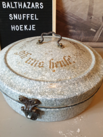 Grijs gewolkte emaille ronde broodtrommel taarttrommel