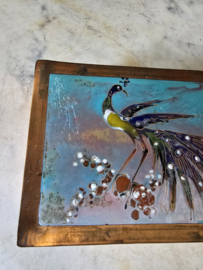 Geëmailleerd koperen doosje kraanvogel