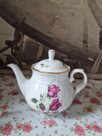 Brocante porseleinen theepot roze roos