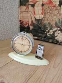 Vintage pastel geel metalen klokje
