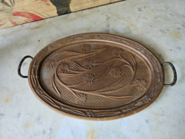 Oud bewerkt houten dienblad