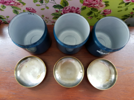 Petrol blauw emaille koffie thee suiker bussen nr1