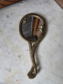 Art nouveau messing handspiegel dame