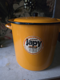 Vintage oranje emaille pan Japy