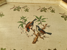 Oud houten dienblad vogeltjes