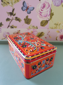 Oud vintage retro koektrommel blik