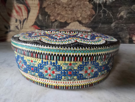 Antiek blikken kraaltjes koektrommel