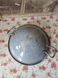 Grijs gewolkte emaille wok nr1