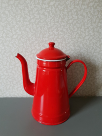 Rood emaille koffiepot