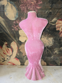 Oud roze fluwelen paspop buste