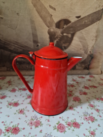 Rood emaille koffiepot