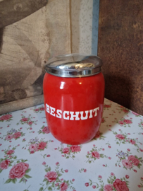 Rood emaille beschuitbus