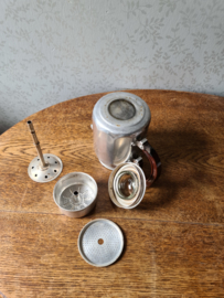 Aluminium koffiepot glazen knop