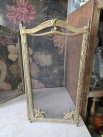 Antiek messing haardscherm vonkenvanger franse lelie