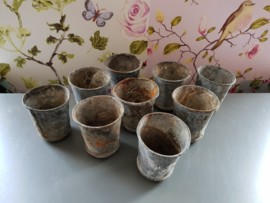 Oude stoere zinken harspotjes potjes