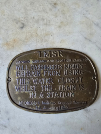 Koperen instructie bordje van LMSR London Railway Spoorwegen