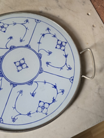 Oud blauw saks dienblad