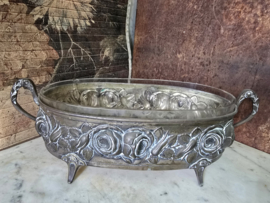 Antiek messing jardiniere rozen