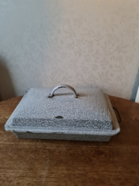 Grijs gewolkte emaille braadslee