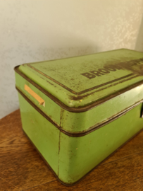 Oud groen blikken broodtrommel