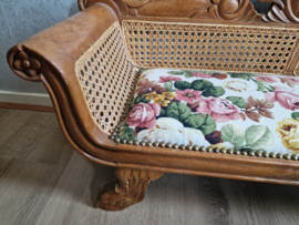 Brocante houten bankje rozen